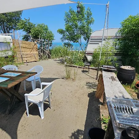 キャンプ場 Beachfront Caravans *